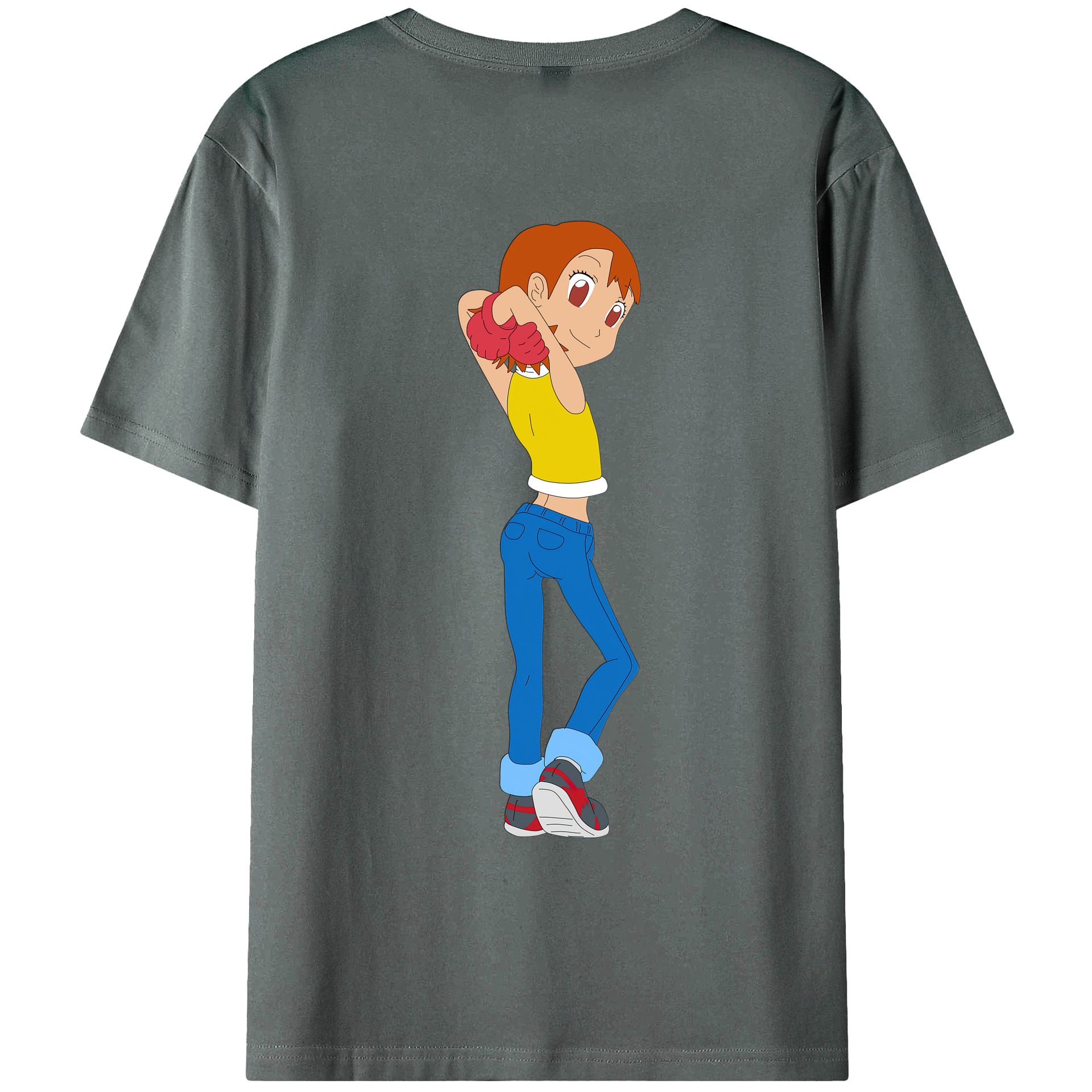 （画像用） Digimon デジタルモンスター/デジモン 綿100％ メンズ半袖Tシャツ（バックプリント） 通気性